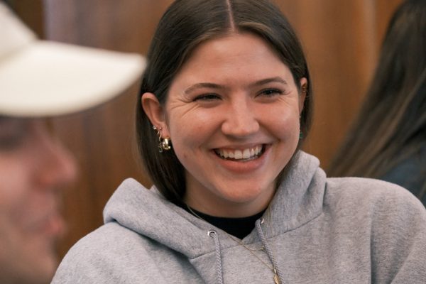 Student laughing during lecture