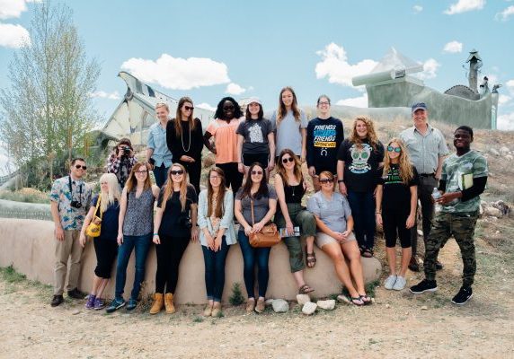 Photos of students at the The Greater World Earthship Community during the 2016 seminar Landscape and Memory in the American Southwest